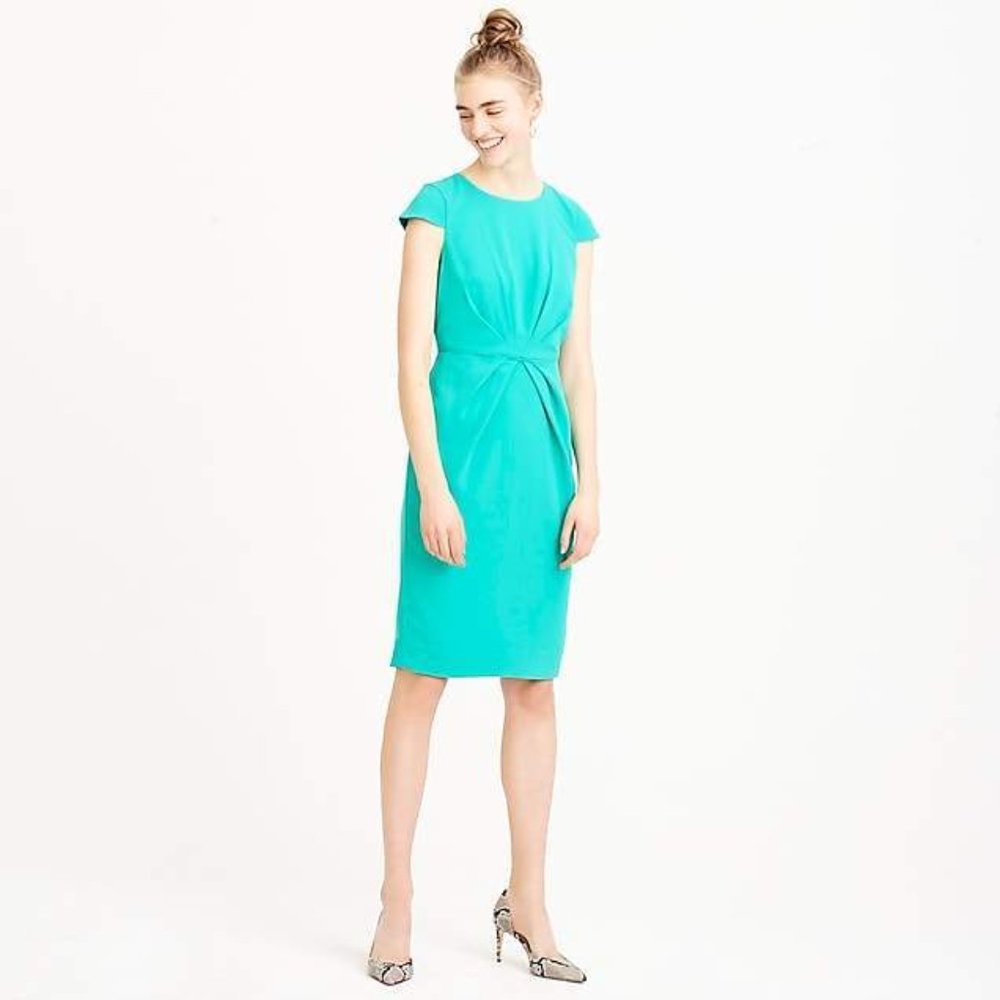 J.Crew Tall Pleated Sheath In 365 Crepe Dress